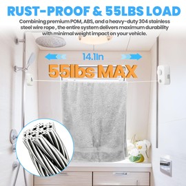 Terapaton Retractable Clothesline, Heavy Duty Clothes Drying Line with Adjustable Tension Lock, Wall Mounted Drying Rack, Laundry Line Outdoor Holds Up to 55 LBS for Indoor Outdoor RV Camper (White)