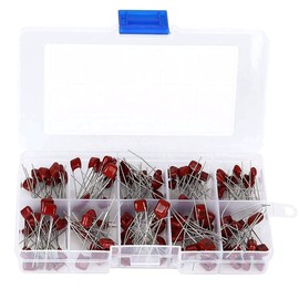 100 Piece Polypropylene Metallised Film Capacitor Kit with Case - 10 Values