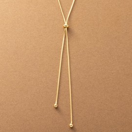 Cream Dot Stainless Steel Lariat Necklace, Hypoallergenic, Surgical Stainless Steel, Women's, Snake Chain, Sliding, Metal Ball, Simple, Gold, Silver