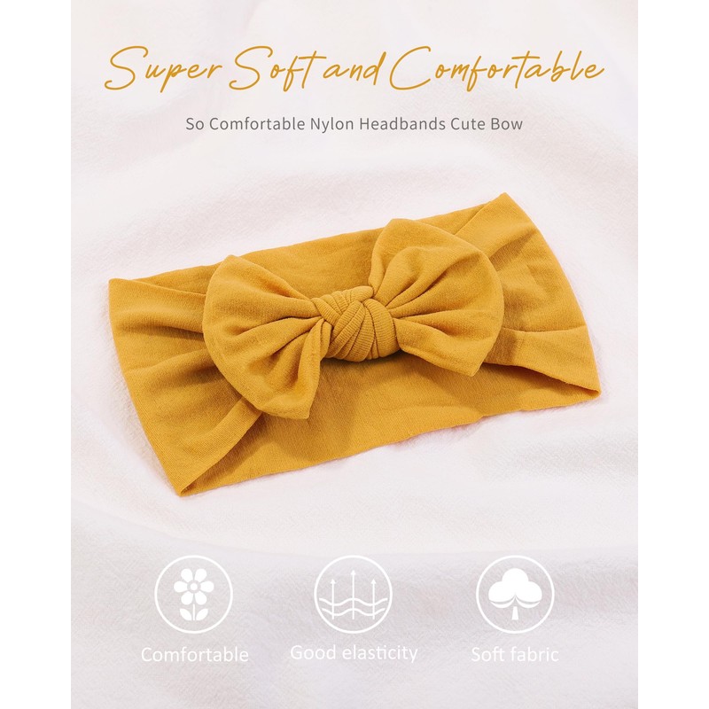 jollybows 3PCS Baby Nylon Headbands Hairbands Hair Bow Elastics for