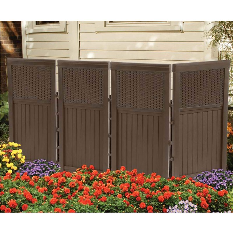 Suncast 4 Freestanding Wicker Resin Reversible Panel Outdoor Screen Enclosure,