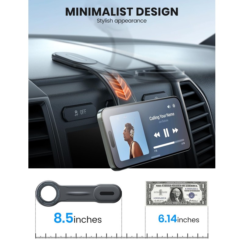 eSamcore for MagSafe Car Mount Detachable, Bendable Aluminum Arm Magnetic