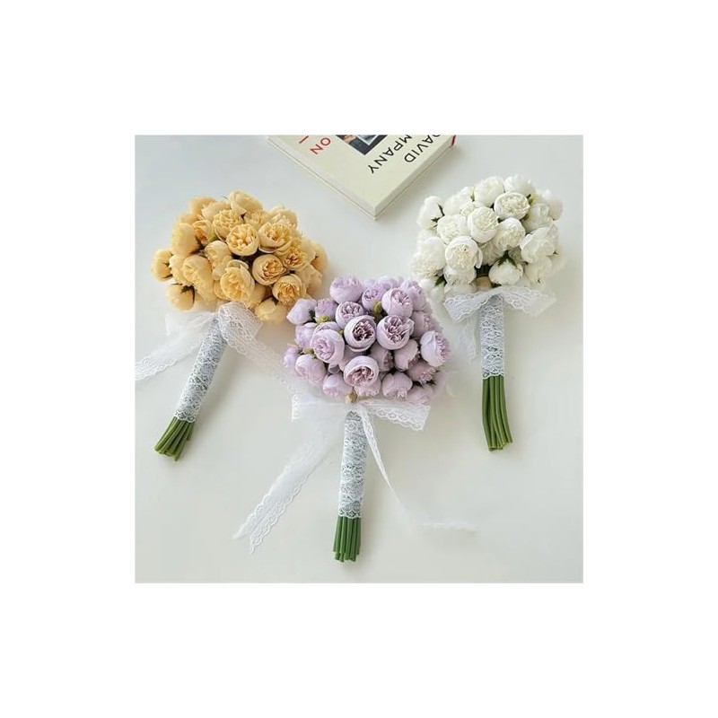 Flores de seda de peonía, 27 cabezas, florero de mesa,