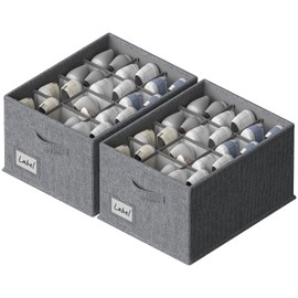 FHSQX 2 Pack Shoe Organizer for Closet,Fits up to 24 Pairs,Fabric Shoe Storage Bins,Large Shoe Box Storage Containers with Bottom Support for Shoes (Dark Gray, (16.5 * 12.6 * 9.5) x1)