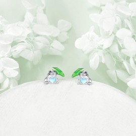 ZPMMPZ Frog Earrings for Women 925 Sterling Silver Frog Studs Earrings Cute Animal Jewelry Heart Opal Gifts for Animal Lover