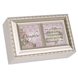 Cottage Garden Petite Music Box - Daughter Plays Light Up My Life with Champaign Silver Finish