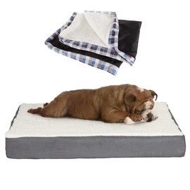 PETMAKER Orthopedic Dog Bed – 2-Layer Memory Foam Dog Bed with Removable Sherpa Cover – Comes with Additional Dog Bed Replacement Cover (Gray)