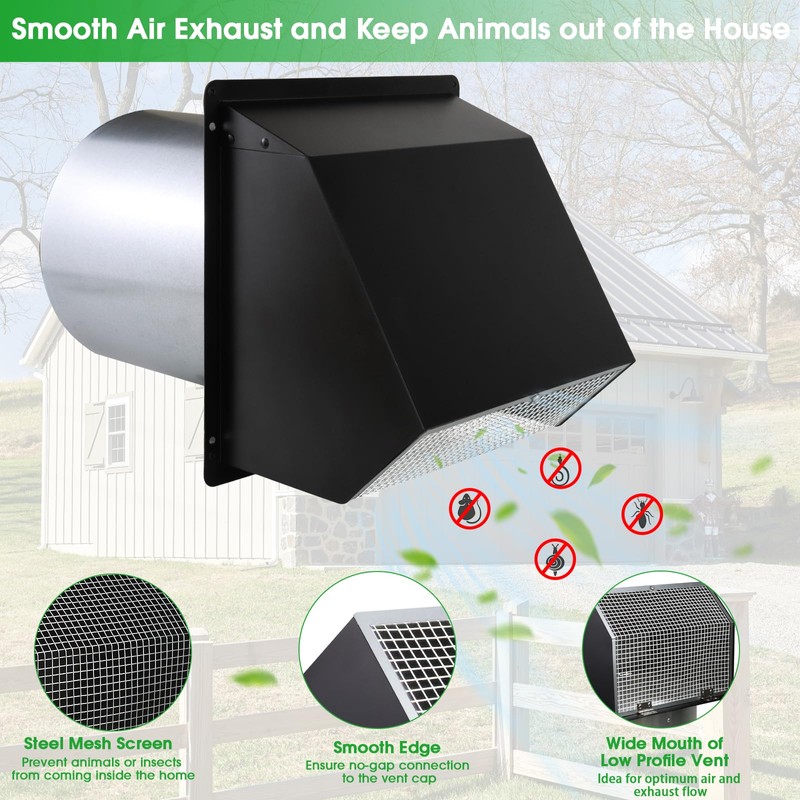 6 Inch Wall Vent Exhaust Vent Dryer Vent Cover Outside,