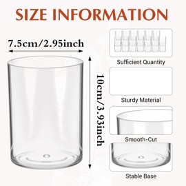 20 Pcs Plastic Cylinder Vase 3.93inch Bulk for Flowers Centerpieces, Small Clear Flower Hurricane Candle Holder Round Wide Container, Acrylic Flower Vase Bulk for Wedding Party Office Decorations