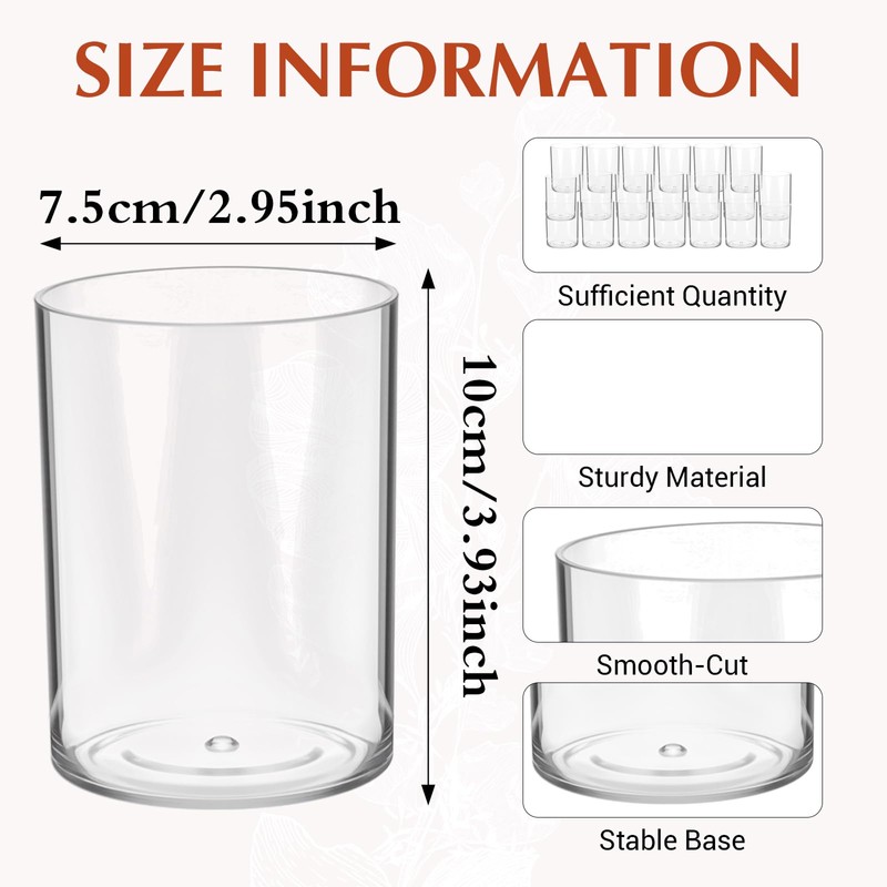 20 Pcs Plastic Cylinder Vase 3.93inch Bulk for Flowers Centerpieces,