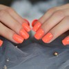 EchiQ Neon Fake Nails Short for Daily Wear Square Natural
