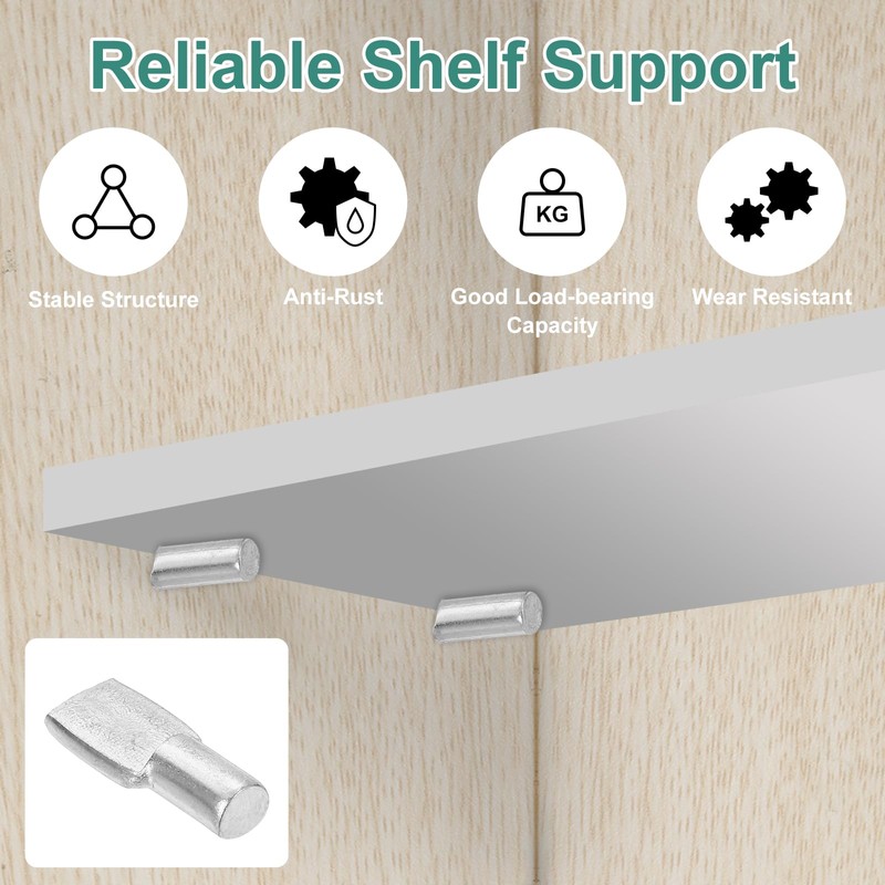 sourcing map 20Pcs Shelf Support Pegs, 5mm Spoon Shape Shelf