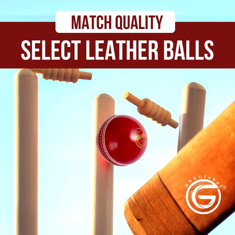 ONEGlobal Select Leather Cricket Ball | 100% Handcrafted, 156g -