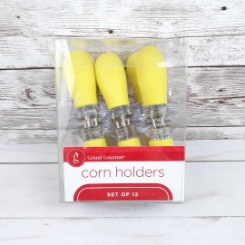Grand Gourmet Corn Holders Set of 12 Soft Grip Yellow