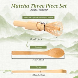 3Pcs Bamboo Matcha Whisk Scoop Set for Tea Lovers Beginners Efficient Traditional Matcha Utensil with Long Handle
