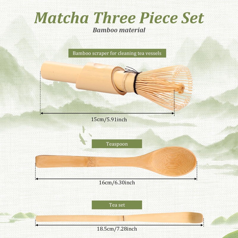 3Pcs Bamboo Matcha Whisk Scoop Set for Tea Lovers Beginners