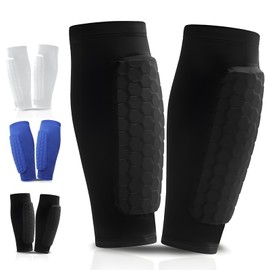 Sharelove Soccer Shin Guards, Practical Ski Protector Shin Pads with Breathable Elastic Honeycomb Pads, Thickened and Enlarged Shin Defender Shin Guards Sleeves for Men Women Teenagers (Black, L)