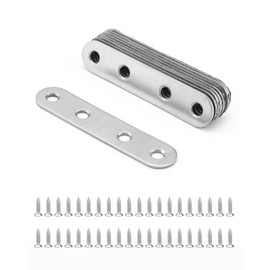 QWORK® 10PCS 77x16x2mm Stainless Steel Flat Braces Straight Corner Brackets with 40 PCS Fixing Screws