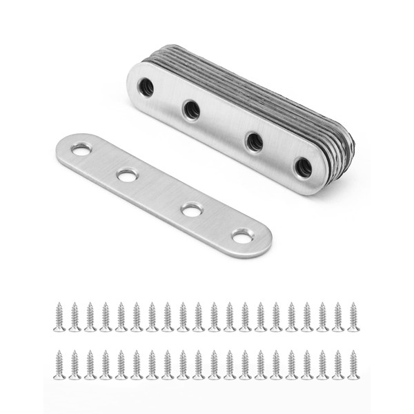 QWORK® 10PCS 77x16x2mm Stainless Steel Flat Braces Straight Corner Brackets