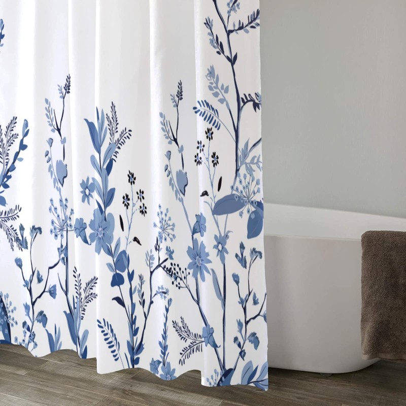Extra Long Shower Curtains 72 x 78 Inch, Blue Fabric
