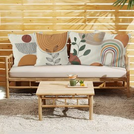 Aoihrraan Boho Cushion Covers Pack of 4, 41 x 41 cm Abstract Rainbow Sun Throw Pillow Covers Mid Century Decorative Square Pillow Case, Linen Throw Pillowcases With Invisible Zipper for Sofa Car Bed