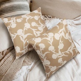 Betadistor Throw Pillow Case Cushion Covers Modern Decorative Square Cushions for Sofa Pillowcases for Couch Livingroom Sofa Bed with Invisible Zipper 45x45cm 2 Packs, Light Coffee, 521-0454