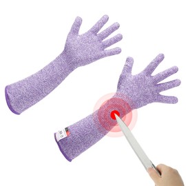 MECCANIXITY Cut Resistant Sleeves with Gloves, 52cm Arm Protection Sleeve HPPE Farmer Gardening Sleeves for Work Kitchen, Welding, Farming, Purple