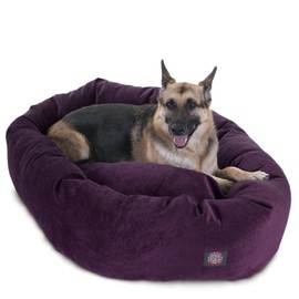 Majestic Pet Villa 52 Inch Shredded Memory Foam Dog Bed for X-Large Sized Dogs 52x35x11 Inch–Orthopedic Dog Bed with Removable Washable Cover-Washable X-Large Pet Bed with Head Support-Aubergine