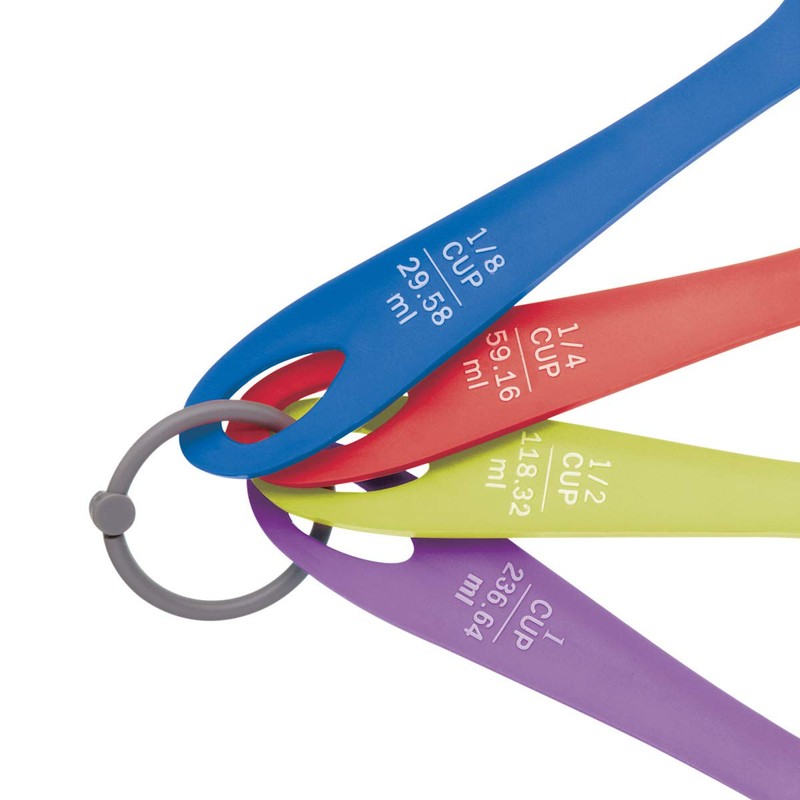 KitchenCraft Colourworks 4 Piece Measuring Cup Set, Multi-Coloured Plastic Rainbow