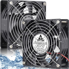 GDSTIME 120mm x 38mm Waterproof Fan 24V IP67 Rating, High Airflow Dual Ball Bearing Powerful Brushless DC Cooling Fans 2-Pin for RV Fridge, Grow Rack, 2-Pack