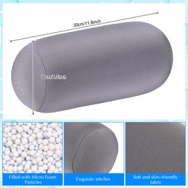 Geelin Geelin 2 Pcs Microbead Roll Pillow 11.8 x 6.3 Inch Soft Pillow Bolster Cylindrical Pillow Microbead Pillows for Sleeping Home Travel Neck Head Back Support Rest (Grey)