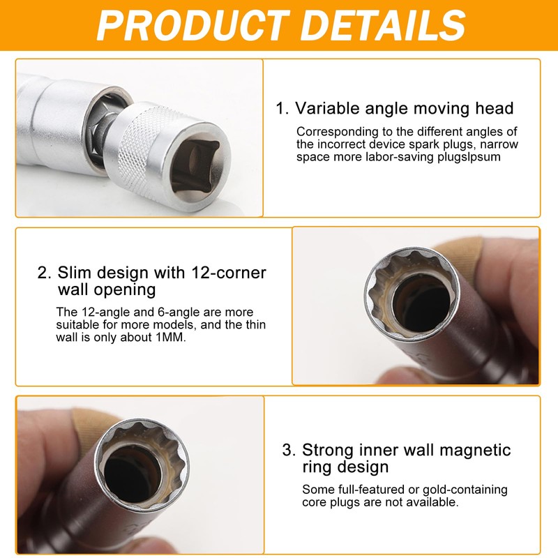 Thin Wall Spark Plug Socket, 2PCS Magnetic Spark Plug Socket,