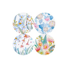 Maxwell & Williams Royal Botanic Gardens Eucalyptus Bloom Ceramic Coaster 10cm Set of 4 Assorted Gift Boxed
