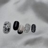 Black Silver Ribbon [Handmade Nail Tips] Emily Nail - Mini