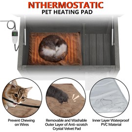 GDLF Outdoor Feral Cat House Heated Cat Shelter with 100% Insulated All-Round Foam Weatherproof for Multiple Felines 34.5"X21.5"x27.2"