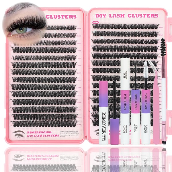 Lash Clusters Kit, 560 Pcs Eyelashes Clusters Kit 9-16mm Individual