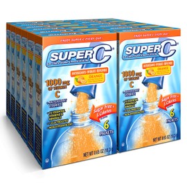 Super C Vitamin & Mineral Drink Mix, Orange, 6 CT Singles To Go, Pack Of 12 (72 Total Packets)