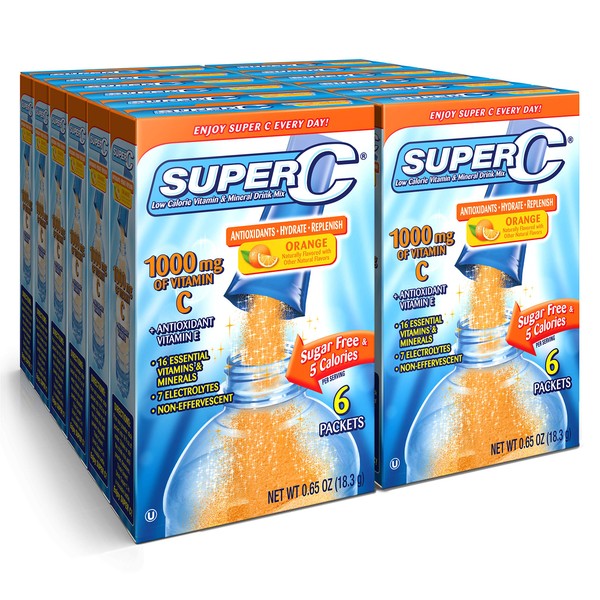 Super C Vitamin & Mineral Drink Mix, Orange, 6 CT