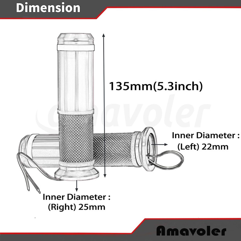 Amavoler Universal Motorcycle 22mm Handlebar Grip with Light Turn Signal