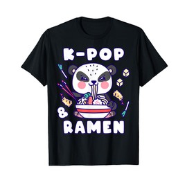 Panda, K-Pop & Ramen, Korean Music, Cute Playful T-Shirt