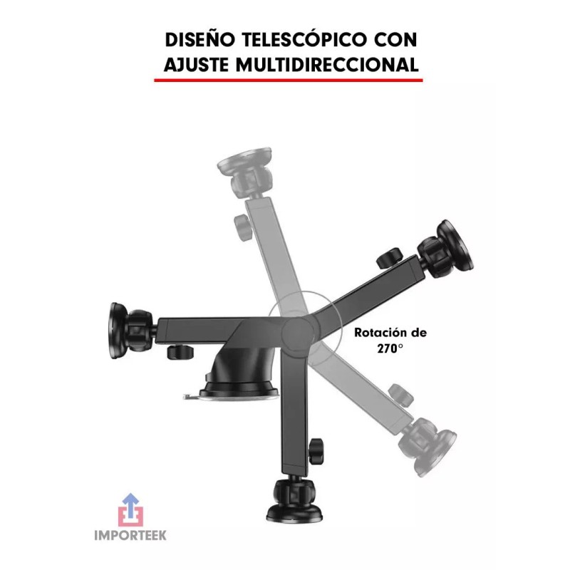 Importeek Soporte Base Celular Auto Tablero Ventosa Magnetico Iman 360