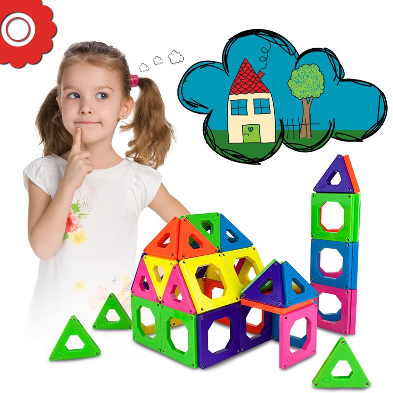 Discovery Kids 24 pcs 3D Magnetic Tile Building Blocks Construction