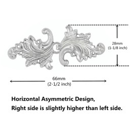 BEZELRY Asymmetric Acanthus Leaf Cape or Cloak Clasp Fasteners Pack of 4 Pairs 66mm x 28mm Fastened. Sew On Hooks and Eyes Cardigan Clip (Silver)