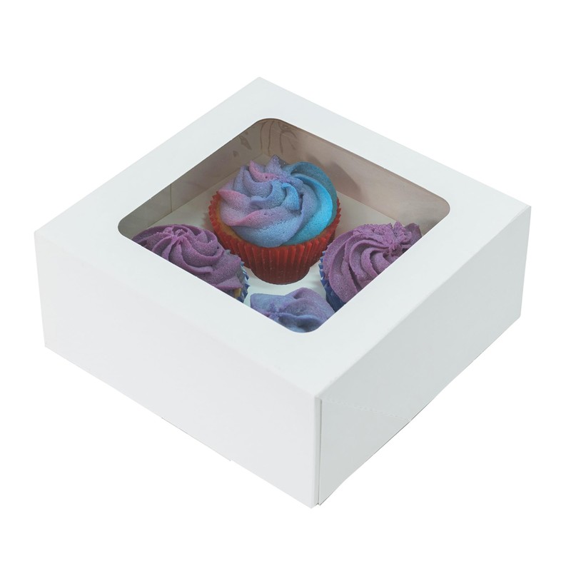 Culpitt 4 Hole Cupcake Box, 5 Pack, White Cupcake Boxes