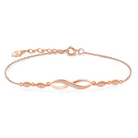 Naniwaai Women's Bracelet, High Quality Zirconia, Bracelet, 925 Silver, Hypoallergenic, Infinite, 18K Platinum Plated, Bracelet, Women's Accessories, Adjustable Length, Fine Type, Gift, Mother's Day,