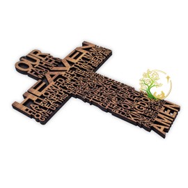 Our father prayer cross made from olive wood - Crucifix/Wall Cross Hand Crafted by Christian families in Bethlehem. A unique Religious Gift for Christmas or Any Other Christian Holiday