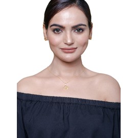 Bodha Gold Plated Stainless Steel Double Heart Lock Pendant Locket Necklace Set For Women With Matching Earrings (SJN_242_G)