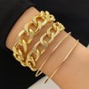 Chunky Gold Cuban Link Chain Bracelets Set for Women Layered
