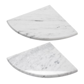 Adolif 2 Pcs Carrara Marble Corner Shower Shelf, Quarter Round, Polished, 9 Inch Wall Mounted Marble Corner Shelves for Shower Bathroom Kitchen