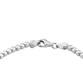 Miabella 925 Sterling Silver Organic Cube Bead Chain Bracelet for Women Men, Handmade in Italy (Length 8.5 Inches)